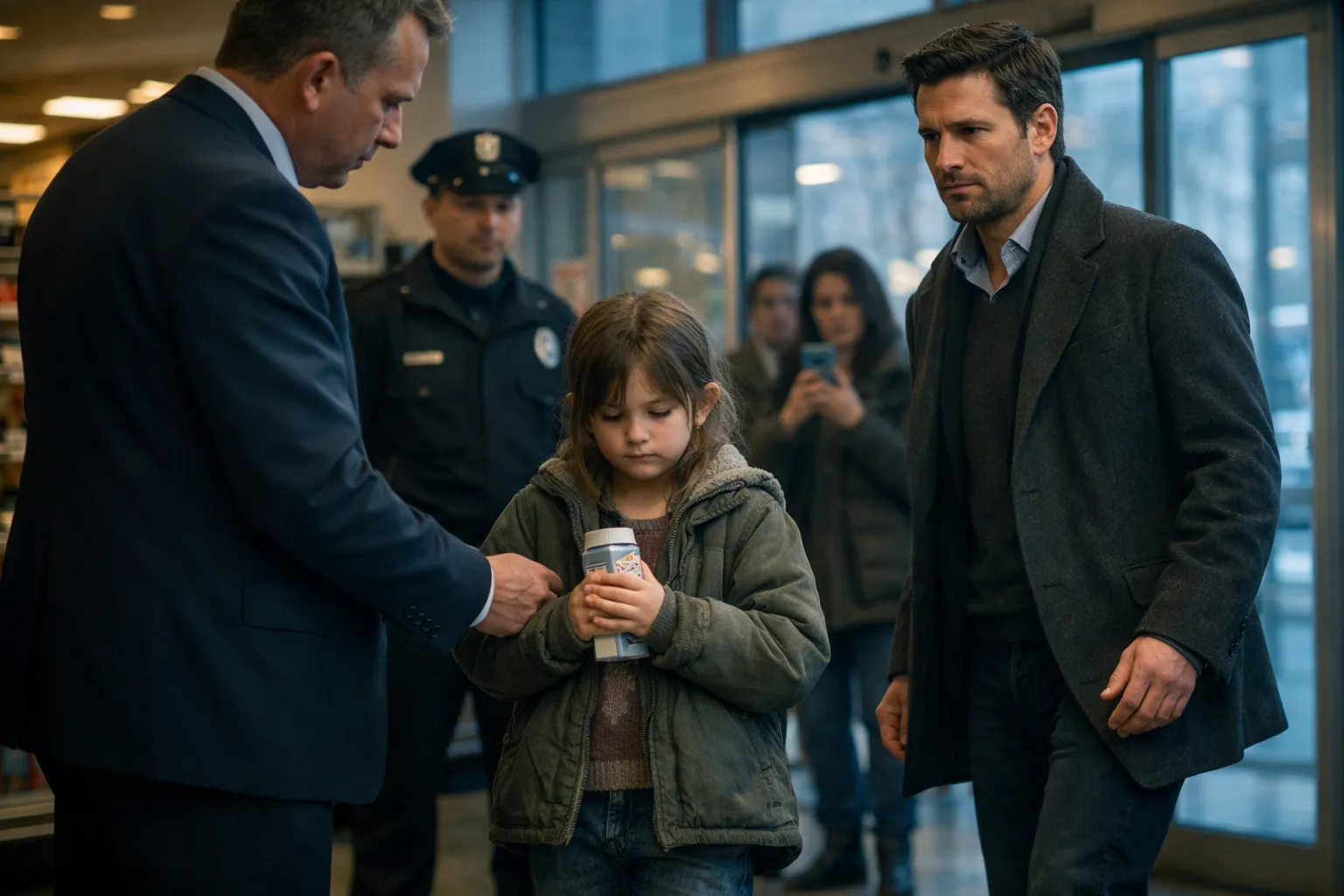 Il manager chiama la polizia per una bimba senzatetto e del latte… poi arriva un milionario