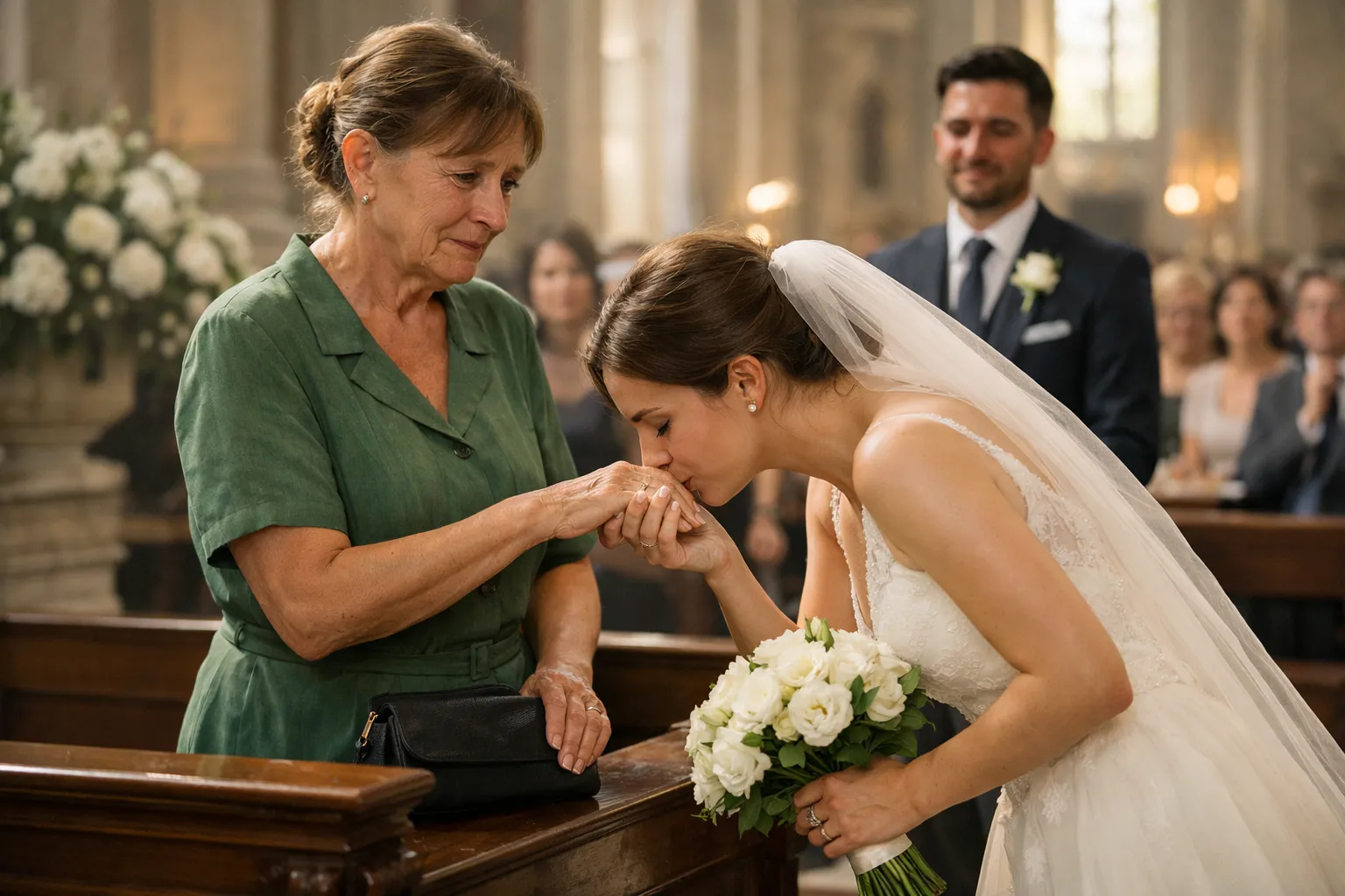 Ridevano del mio vestito al matrimonio di mio figlio. Poi la sposa mi prese la mano